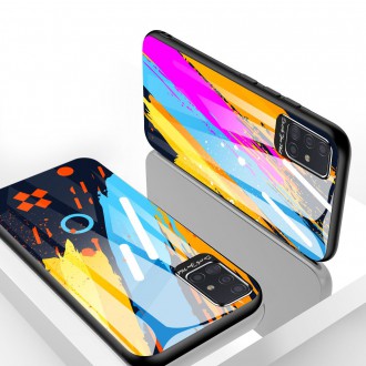 Color Glass Case Durable Cover with Tempered Glass Back and camera cover Samsung Galaxy A51 pattern 1