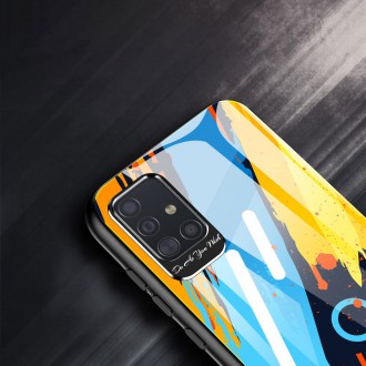 Color Glass Case Durable Cover with Tempered Glass Back and camera cover Samsung Galaxy A71 pattern 1