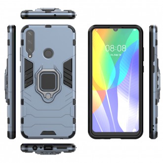 Ring Armor Case Kickstand Tough Rugged Cover for Huawei Y6p blue