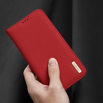 DUX DUCIS Wish Genuine Leather Bookcase type case for iPhone 12 Pro Max red