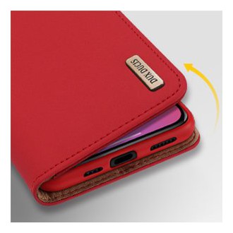 DUX DUCIS Wish Genuine Leather Bookcase type case for iPhone 12 Pro Max red