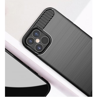 Carbon Case Flexible Cover TPU Case for iPhone 12 Pro Max black
