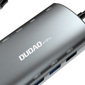 Dudao 11in1 multifunctional HUB USB Type C - USB Type C PD 60 W / HDMI / 3.5 mm mini jack / 1x USB 2.0 / SD card reader micro SD / VGA / RJ45 / 3x USB