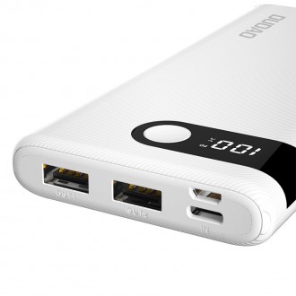 Dudao powerbank 10000 mAh 2x USB / USB Type C / micro USB 2 A with LED screen black (K9Pro-02)