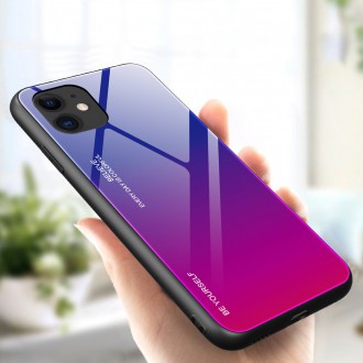 Gradient Glass Durable Cover with Tempered Glass Back iPhone 12 Pro / iPhone 12 pink-purple