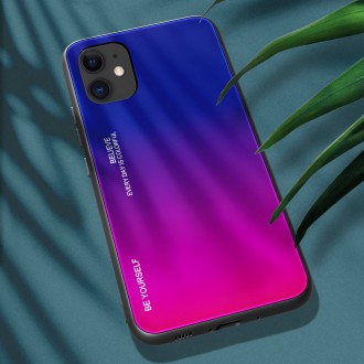 Gradient Glass Durable Cover with Tempered Glass Back iPhone 12 Pro / iPhone 12 pink-purple
