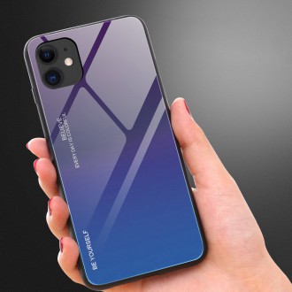 Gradient Glass Durable Cover with Tempered Glass Back iPhone 12 Pro / iPhone 12 green-purple