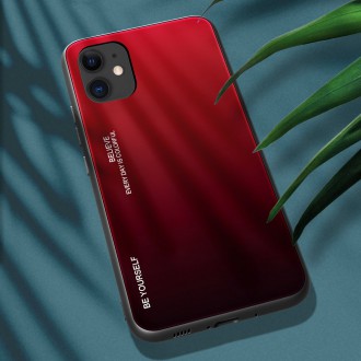 Gradient Glass Durable Cover with Tempered Glass Back iPhone 12 Pro / iPhone 12 black-red