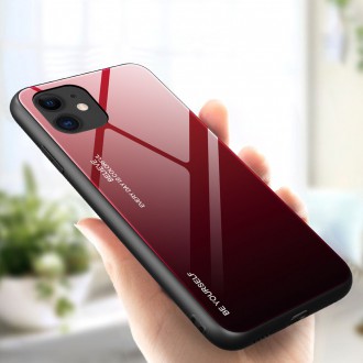 Gradient Glass Durable Cover with Tempered Glass Back iPhone 12 Pro / iPhone 12 black-red