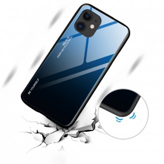 Gradient Glass Durable Cover with Tempered Glass Back iPhone 12 Pro / iPhone 12 black-red