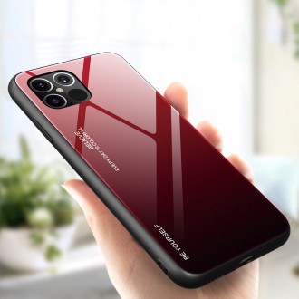 Gradient Glass Durable Cover with Tempered Glass Back iPhone 12 Pro Max black-red