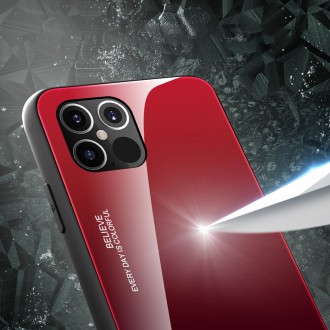 Gradient Glass Durable Cover with Tempered Glass Back iPhone 12 Pro Max black-red