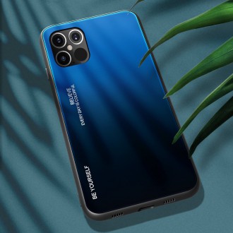Gradient Glass Durable Cover with Tempered Glass Back iPhone 12 Pro Max black-blue