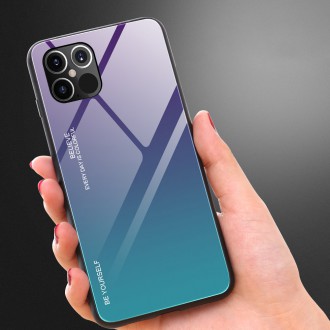 Gradient Glass Durable Cover with Tempered Glass Back iPhone 12 Pro Max black-blue