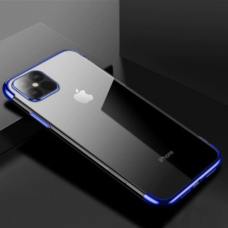 Clear Color Case Gel TPU Electroplating frame Cover for iPhone 12 Pro Max blue