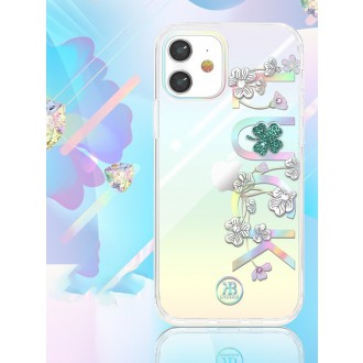 Kingxbar Lucky Series case decorated with original Swarovski crystals iPhone 12 mini transparent (Clover)