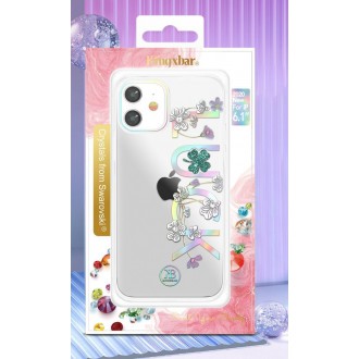 Kingxbar Lucky Series case decorated with original Swarovski crystals iPhone 12 mini transparent (Clover)