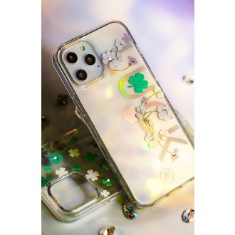 Kingxbar Lucky Series case decorated with original Swarovski crystals iPhone 12 mini transparent (Clover)