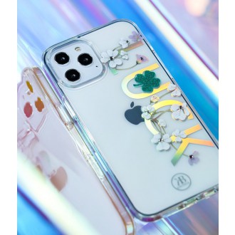 Kingxbar Lucky Series case decorated with original Swarovski crystals iPhone 12 mini transparent (Clover)