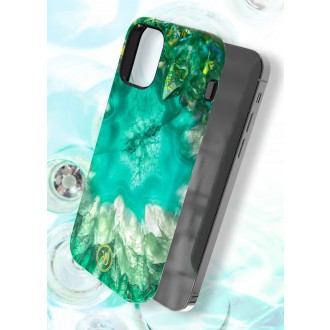 Kingxbar Agate Series case decorated printed Agate iPhone 12 mini green