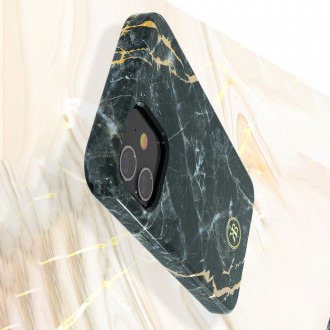Kingxbar Marble Series case decorated printed marble iPhone 12 mini blue
