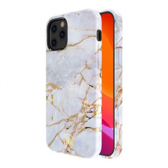 Elegantní kryt pouzdra Kingxbar Marble Series s mramorovým potiskem pro iPhone 12 Pro Max bílá a modrá