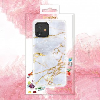 Elegantní kryt pouzdra Kingxbar Marble Series s mramorovým potiskem pro iPhone 12 Pro Max bílá a modrá