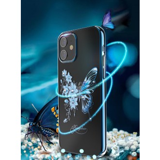 Kingxbar Butterfly Series shiny case decorated with original Swarovski crystals iPhone 12 mini blue