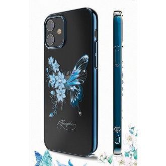 Kingxbar Butterfly Series shiny case decorated with original Swarovski crystals iPhone 12 mini blue