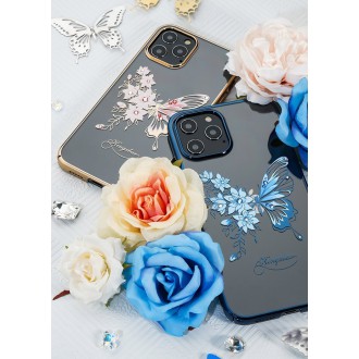 Kingxbar Butterfly Series shiny case decorated with original Swarovski crystals iPhone 12 mini blue