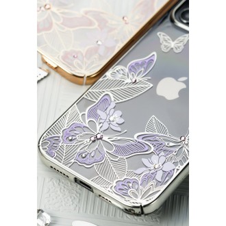 Kingxbar Butterfly Series shiny case decorated with original Swarovski crystals iPhone 12 mini blue