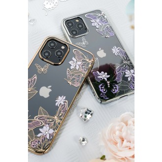 Kingxbar Butterfly Series shiny case decorated with original Swarovski crystals iPhone 12 mini blue