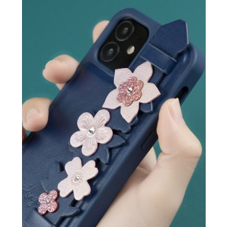 Kingxbar Sweet Series case decorated with original Swarovski crystals iPhone 12 Pro / iPhone 12 blue