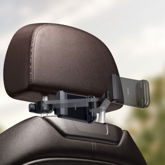 Baseus držák telefonu na opěrku hlavy do auta s vestavěnou 15W bezdrátovou nabíječkou Qi černý (WXHZ-01)