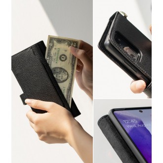 Ringke Folio Signature genuine leather case with flap and shoulder strap for Samsung Galaxy Note 20 black (FS79R55)
