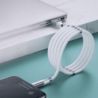 Remax self-organizing magnetic USB - USB Type C cable 2,1 A 1 m white (RC-125a white)