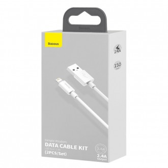 Baseus 2x USB kabel - Lightning rychlé nabíjení Power Delivery 1,5 m bílý (TZCALZJ-02)