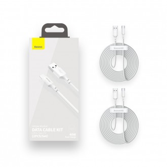 [RETURNED ITEM] Baseus 2x set USB Typ C - Lightning cable fast charging Power Delivery Quick Charge 40 W 5 A 1,5 m white (TZCATZJ-02)