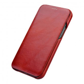 iCarer Curved Edge Vintage Folio Leather Case iPhone 12 Pro Max Red (RIX1202 red)