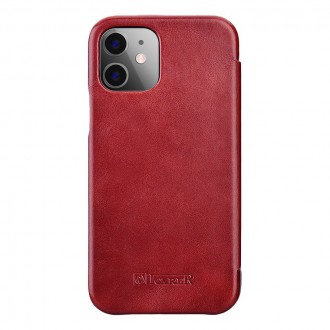 iCarer Curved Edge Vintage Folio Leather Case iPhone 12 Pro Max Red (RIX1202 red)