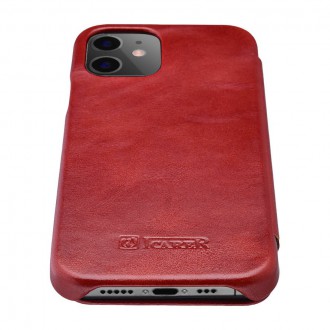 iCarer Curved Edge Vintage Folio Leather Case iPhone 12 Pro Max Red (RIX1202 red)