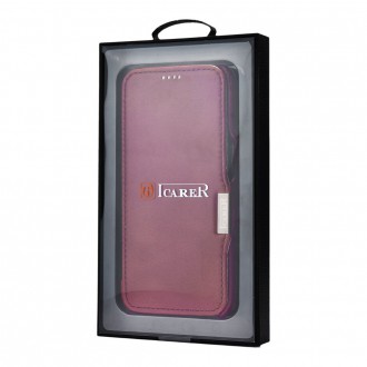 iCarer Curved Edge Vintage Folio Leather Case iPhone 12 Pro Max Red (RIX1202 red)