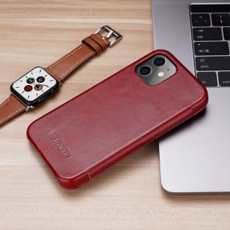 iCarer Curved Edge Vintage Folio Leather Case iPhone 12 Pro Max Red (RIX1202 red)