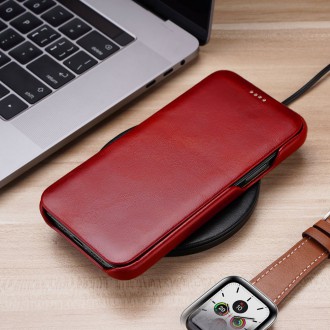 iCarer Curved Edge Vintage Folio Leather Case iPhone 12 Pro Max Red (RIX1202 red)