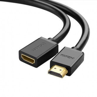 Ugreen cable cord adapter plug HDMI extension cable (female) - HDMI (male) 4K 10.2 Gbps 340 Mhz audio ethernet 0.5 m black (HD107 10140)