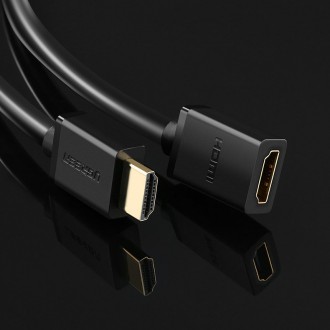 Ugreen cable cord adapter plug HDMI extension cable (female) - HDMI (male) 4K 10.2 Gbps 340 Mhz audio ethernet 0.5 m black (HD107 10140)