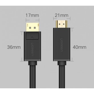 Ugreen unidirectional DisplayPort to HDMI Cable 4K 30Hz 32 AWG 2m Black (DP101 10202)