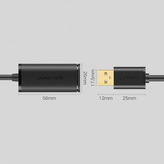 Ugreen active cable USB 2.0 extension cable 480 Mbps 5 m black (US121 10319)