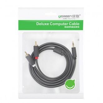 Ugreen cable audio cable 3.5 mm mini jack (female) - 2RCA (male) 25 cm gray (AV102 10561)