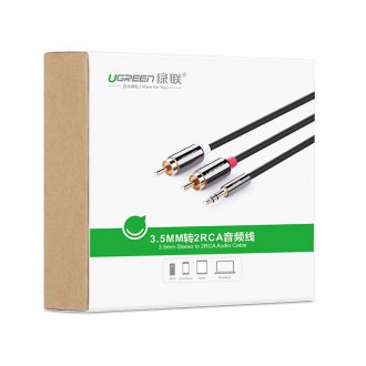 Ugreen cable audio cable 3.5 mm mini jack - 2RCA 2 m black (AV116 10584)